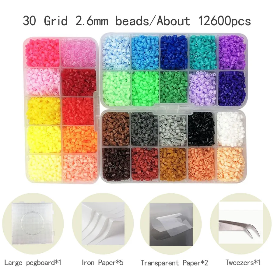 

2.6mm 10-50colors Box packaging Hama Beads Kids Education Diy Perler Fuse Bead Jigsaw Puzzle 3D For Children abalorios