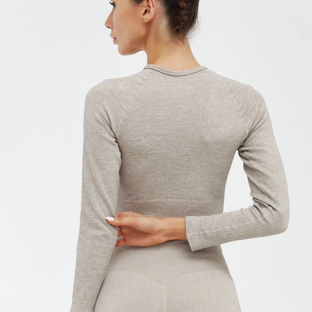 Осенние комплекты для йоги с длинным рукавом высококачественные бесшовные