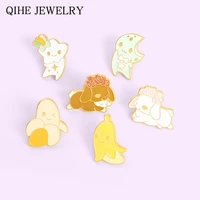 kawaii cartoon animal pin for backpack anime banana star enamel pins for backpack clothes metal lapel pins for friends jewelry