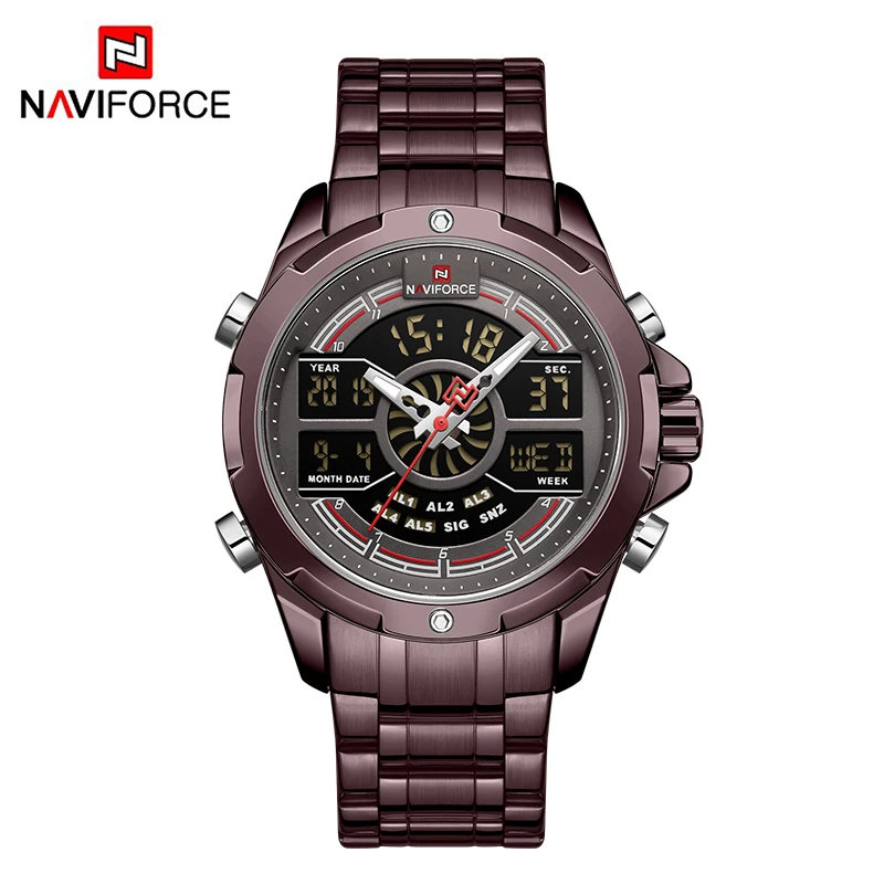 CEGY Роскошные Брендовые мужские часы NAVIFORCE, военные, светодиодный, цифровые, спортивные, наручные часы, бизнес, стальной ремешок, кварцевые часы, Relogio Masculino - Цвет: CEGY