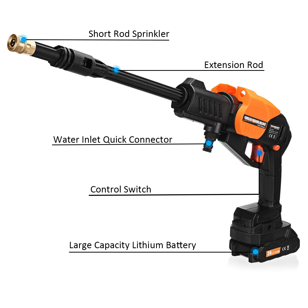 Дешево Беспроводной водяной пистолет высокого давления для мойки автомобилей, 40 бар