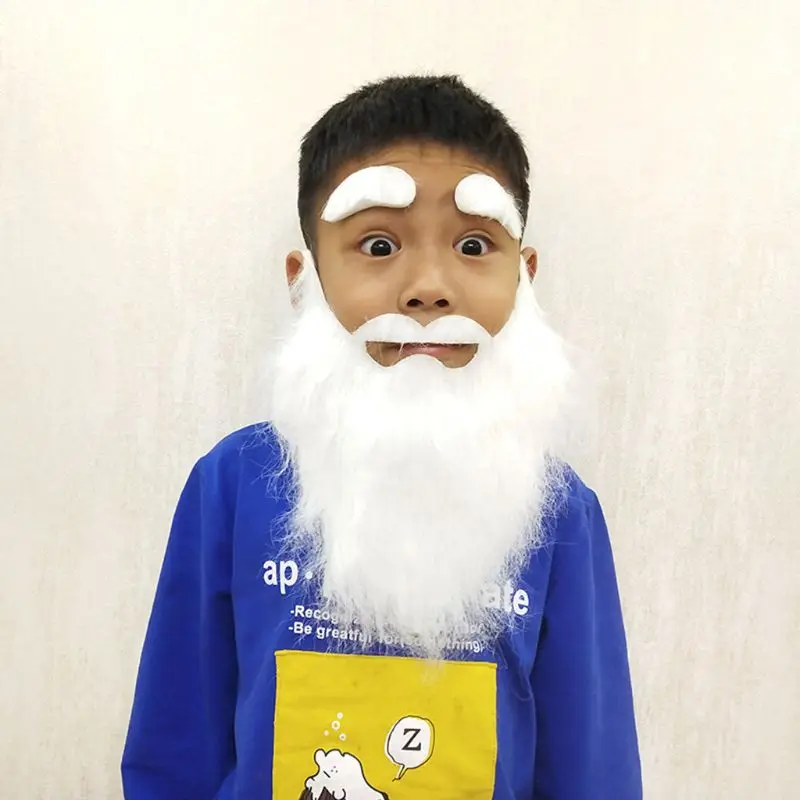 Новинка 2021 белые забавные усы поддельные брови с бородой детский креативный