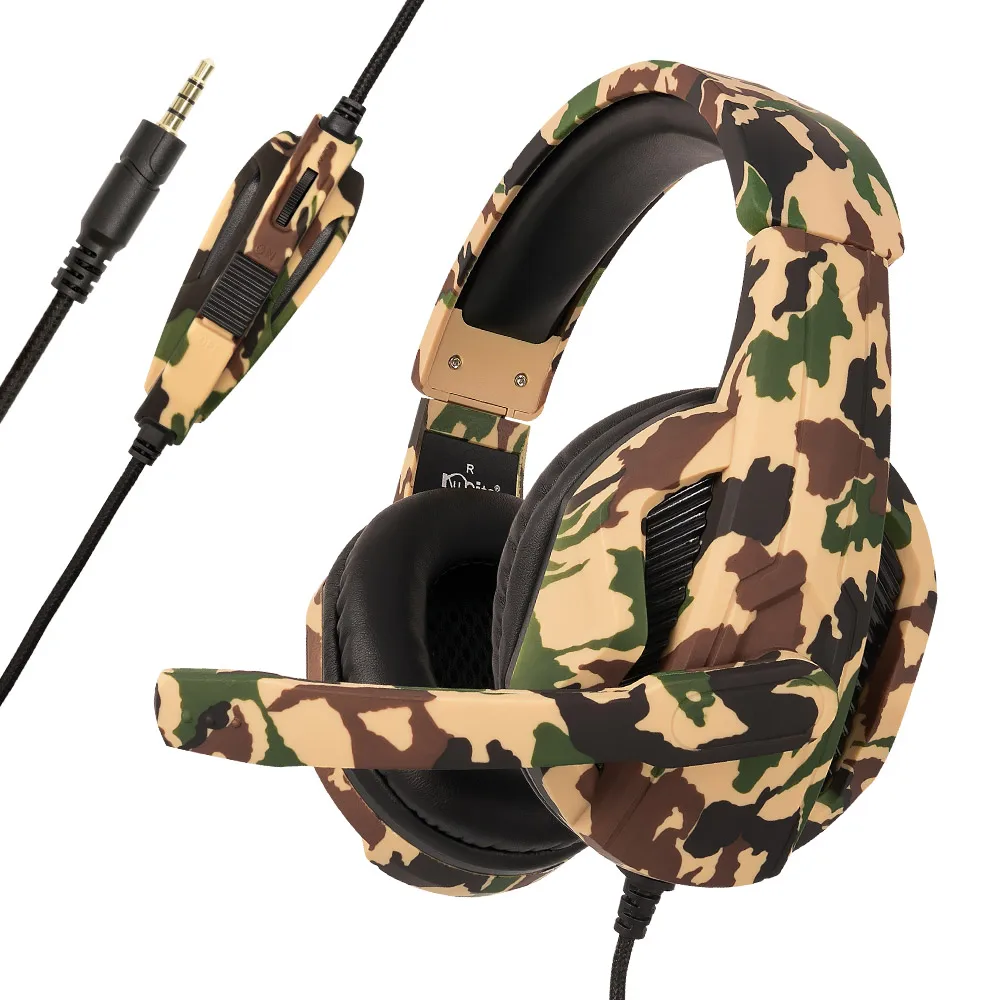 

ChonChow Gaming Headset Wired Camouflage Earphone Game Headphone with Microphone Stereo Sound Bass for PC Gamer/Laptop/Phone/PS4