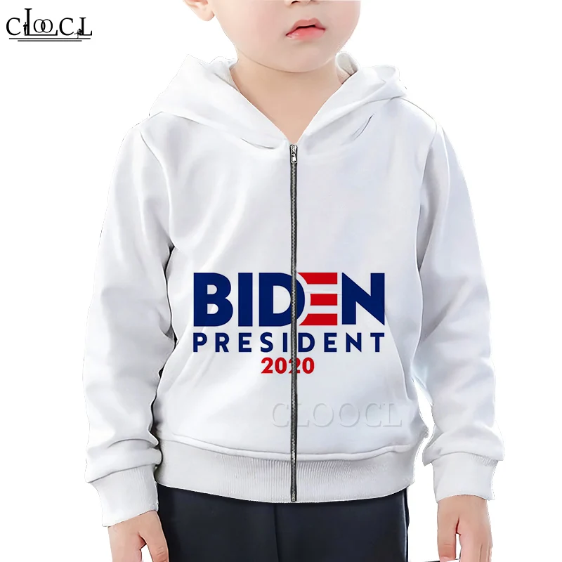 

CLOOCL семья 2021 США президентский Джо Biden 3D печать на молнии Толстовка мальчик девочка дети с капюшоном Harajuku Модные топы