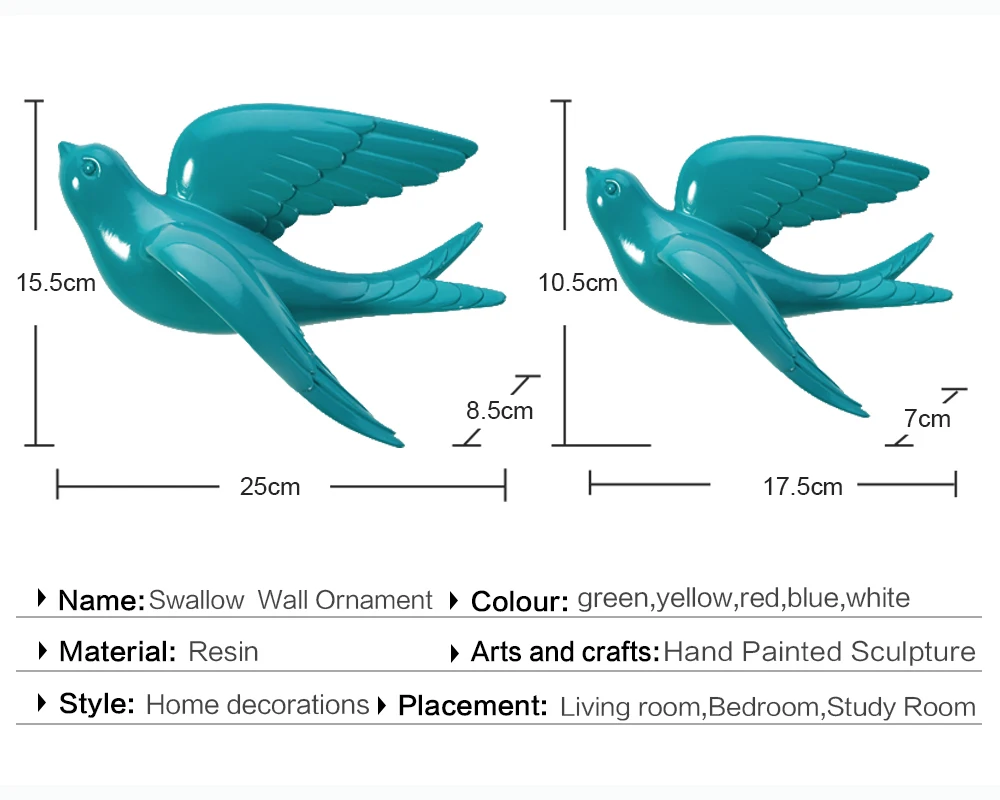 Искусственное украшение для стен статуи Ласточки из смолы домашнее