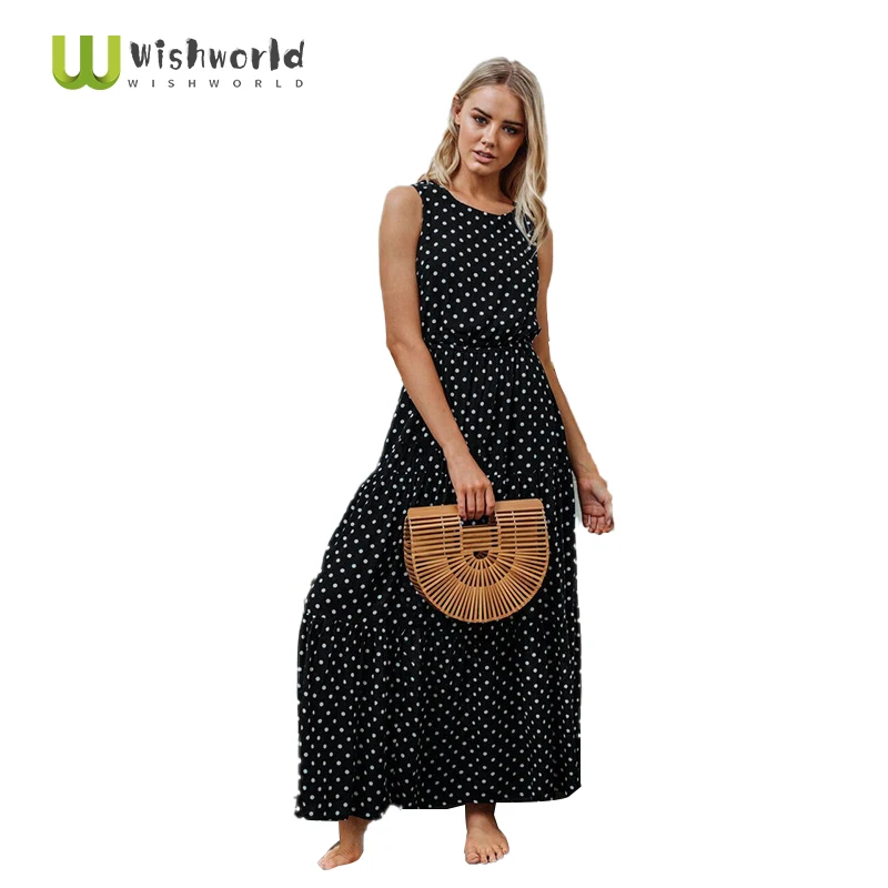 The New 2021 Summer Fashion Wave Point Round Collar Dress Sexy Female Dress Buttons Printed Fashion Elegant Lady Dress
