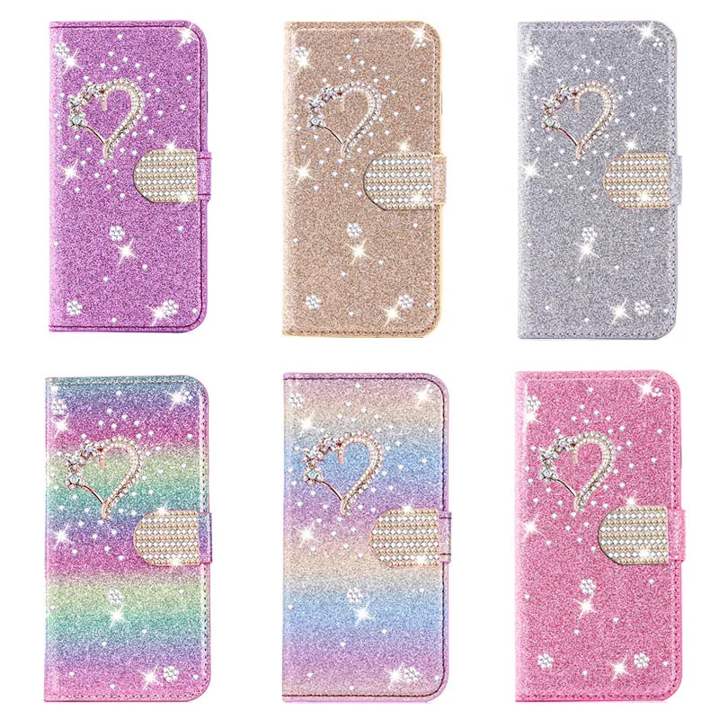 

Bling Diamond Flip Wallet Case For Huawei P40 P30 Lite P20 Mate 20 Pro 10 P smart 2020 Y6 Y7 Y9 2019 Honor 9S 10I Leather Cover