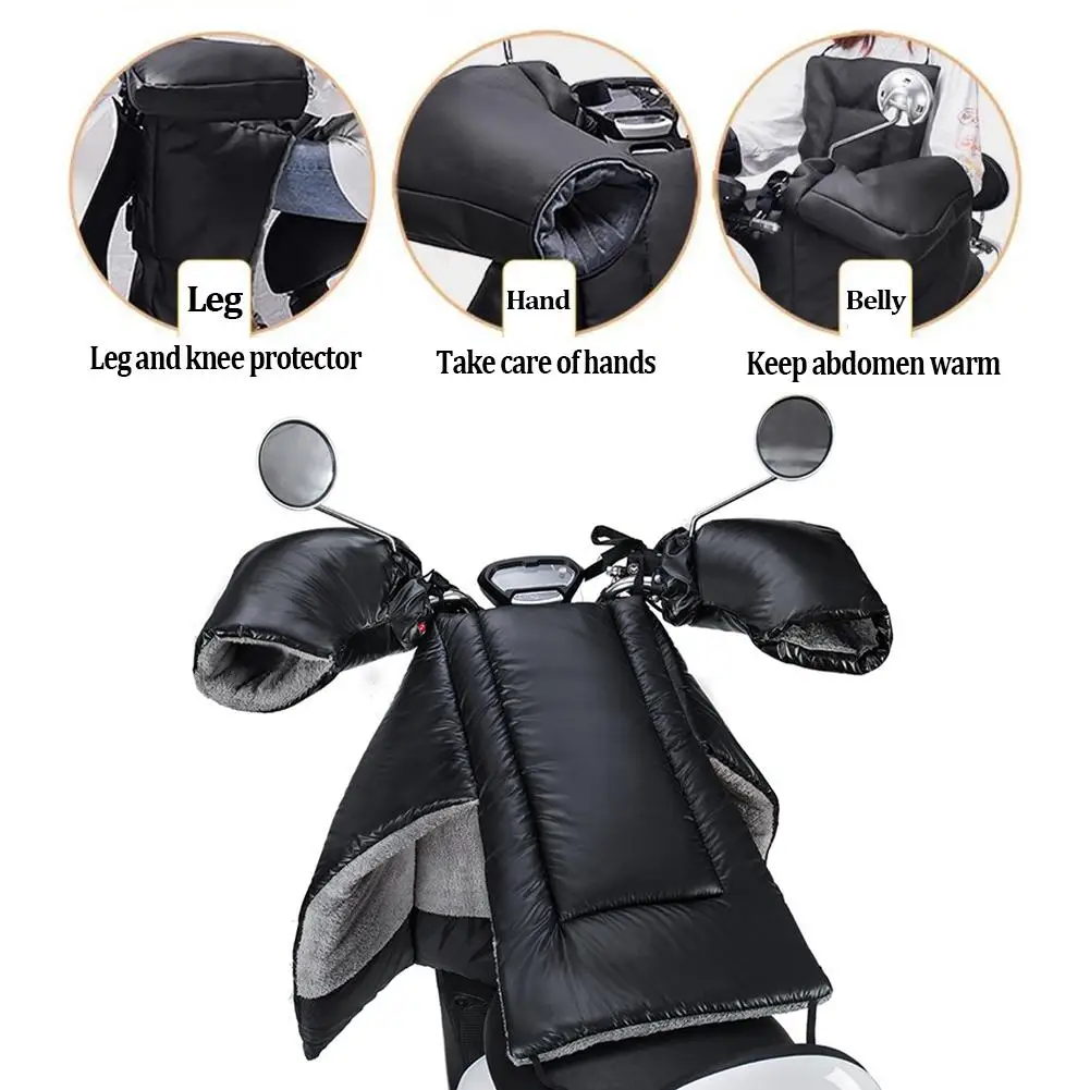 

Winter Motorcycle Legs With Apron Cover Electric Scooter Windshield Plus Velvet Thickening PU Protective Leg Windshield