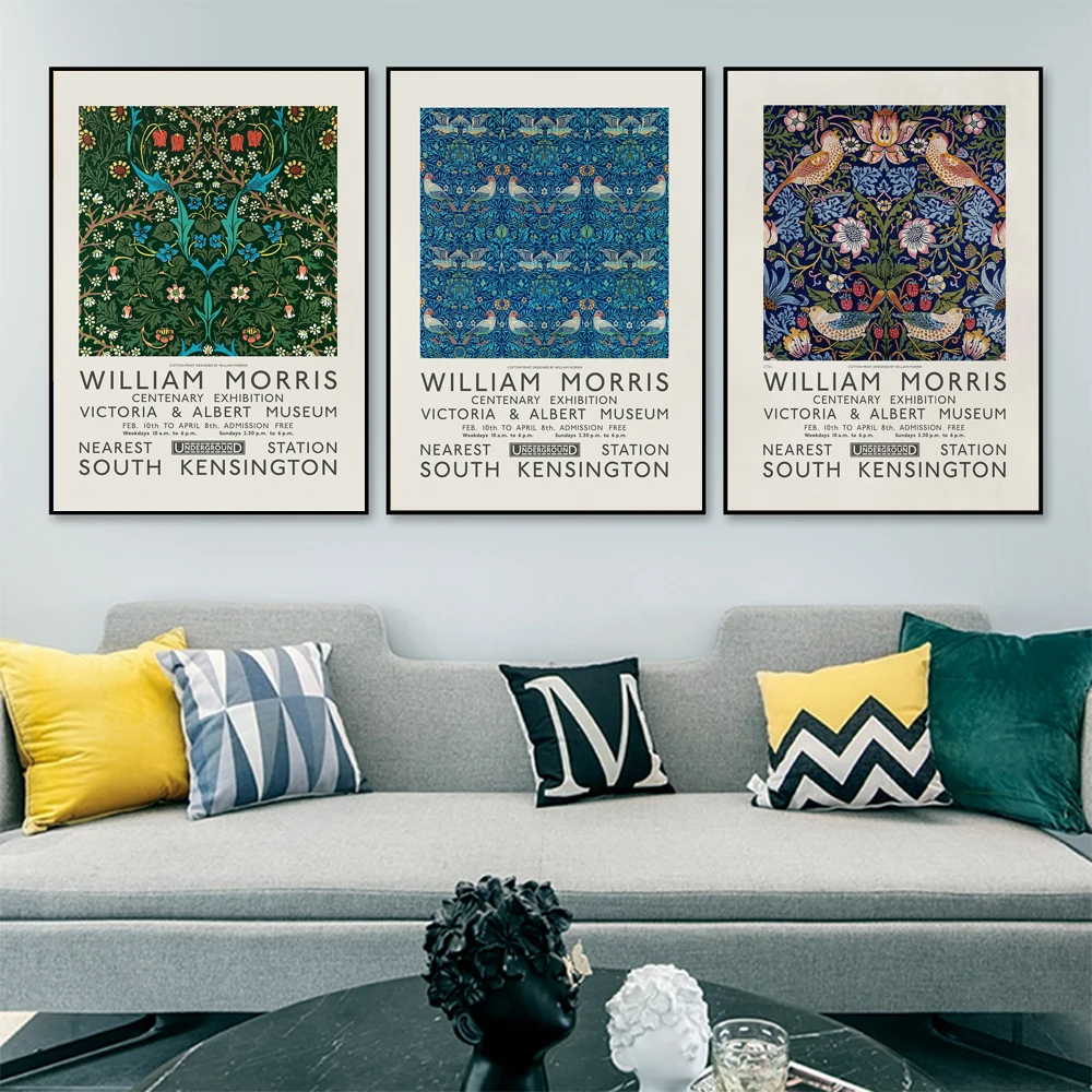 

Nordic Vintage Posters William Morris Art Canvas Painting Plant Bird Art Abstract Wall Picture For Living Room Home Decor