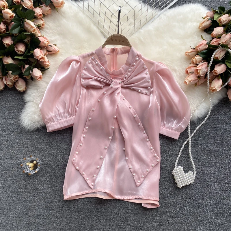 

2021 Новый тяжелой промышленности, платья с бисером и бантом стройная фигура все-матч возраст для снижения пышная рубашка с рукавами