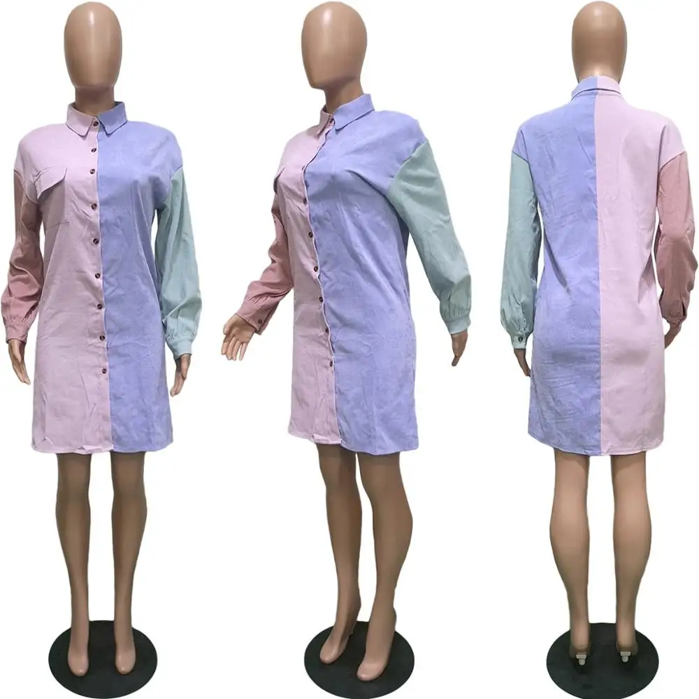 

Fashionable Women Multicolor Patchwork Loose Shirts Casual Lady Turn-down Collar Single-breasted Full Sleeve Blouse 2020 Autumn