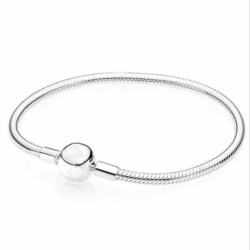 

100% 925 Sterling Silver Rose Gold And Silver Ball Button Pan Bracelet Fit Charm Bracelets Women Jewelry