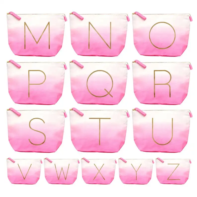 Розовые Свадебные холщовые косметички для макияжа на заказ блестящее имя сумка