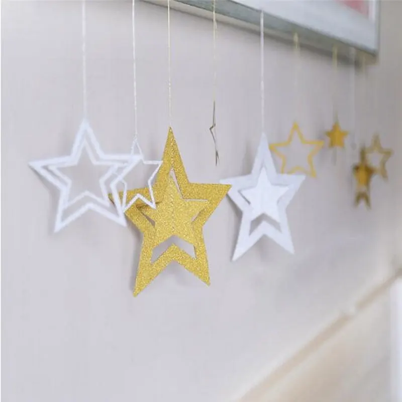 7 шт./компл. креативные полые звезды подвесные украшения потолочные золотые