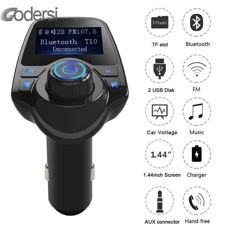 Автомобильный комплект громкой связи беспроводной Bluetooth fm-передатчик fm-модулятор радио адаптер USB зарядное устройство MP3 музыкальный плеер для iPhone телефона