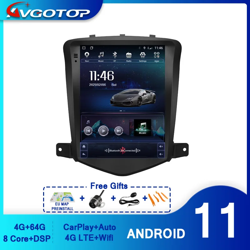 АВГОТОП Android 9.0 Вертикальный экран Tesla Автомобильная мультимедиа DSP GPS NAVIGATION Радиоприемник для Chevrolet CRUZE 2008-2011 гг.