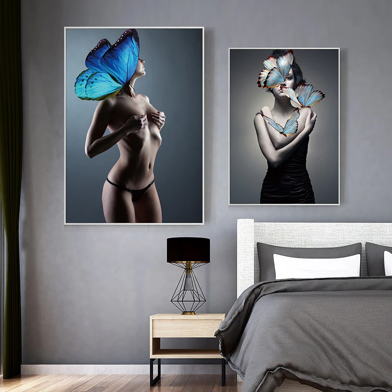Абстрактная обнаженная женская живопись в виде бабочки сексуальная девушка