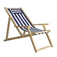 solid wood beach chair folding canvas lounge chair outdoor portable armrest folding chair leisure balcony chair