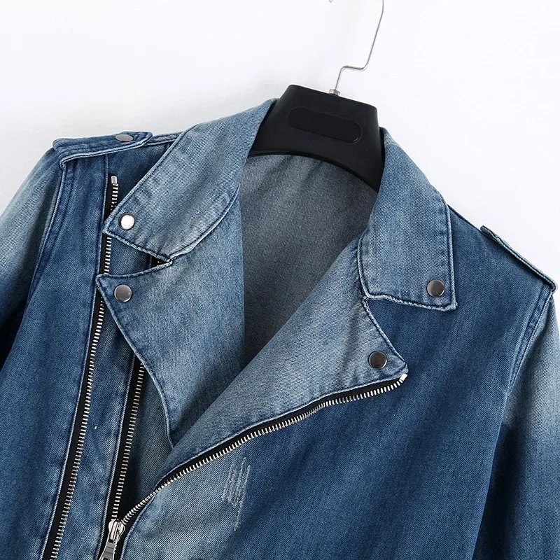 Мужская джинсовая куртка Harajuku на молнии с регулируемым поясом в стиле панк