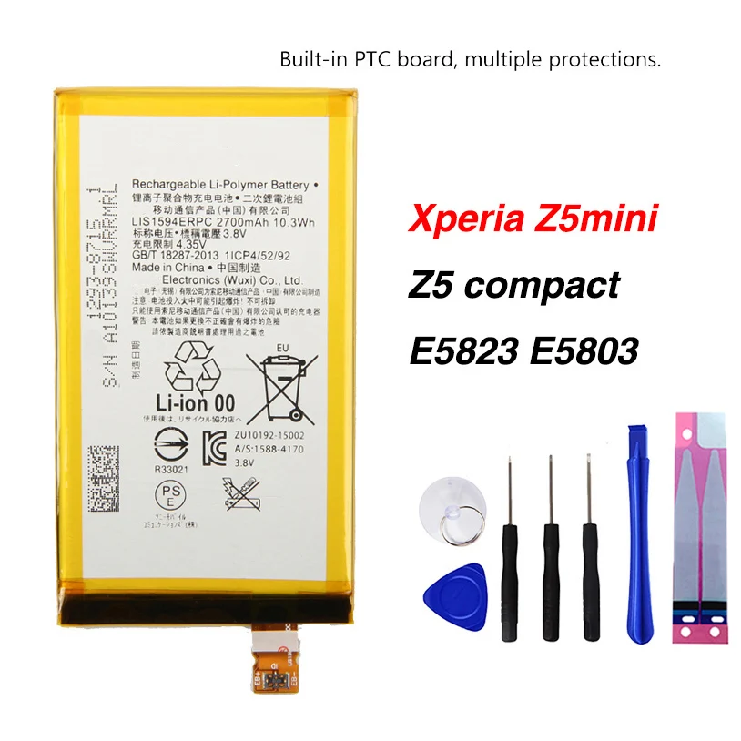 

Original LIS1594ERPC Battery For Sony Xperia Z5mini XA Ultra C6 F3216 F3215 F3216Xc Xmini F5321 Z5C Z5 compact 2700mAh