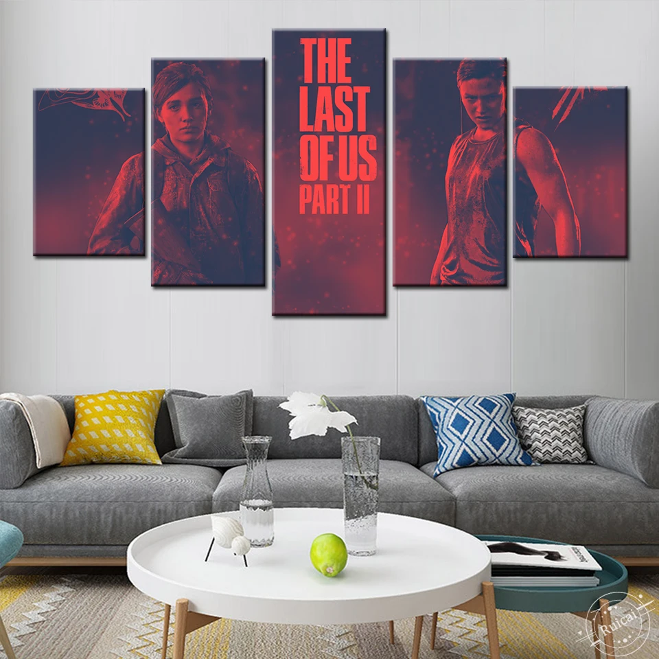 Постер The Last of Us видеоигра выживание зомби ужас действие 5 шт. холст настенная