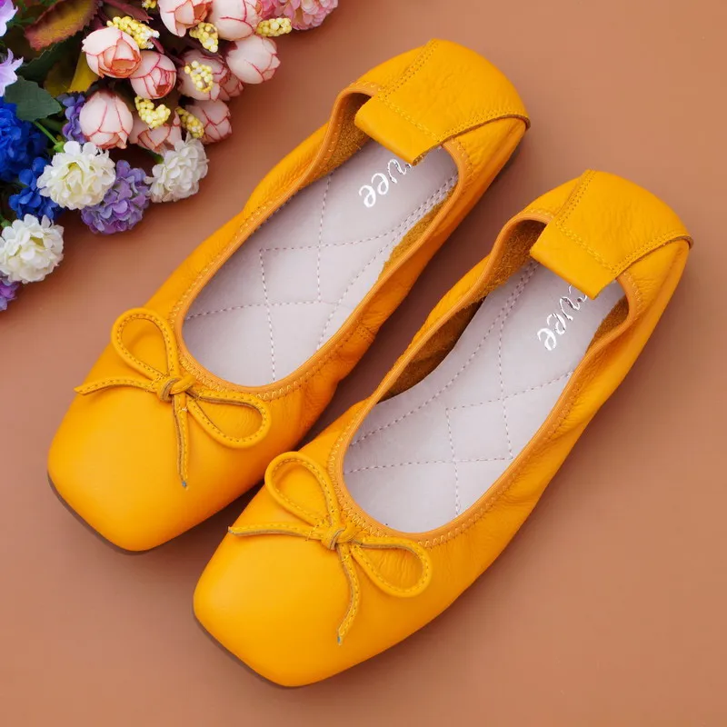 

Балетки AUCVEE женские из натуральной кожи, классические, без застежки, балетки, плоская подошва, с бантом, большие размеры 43