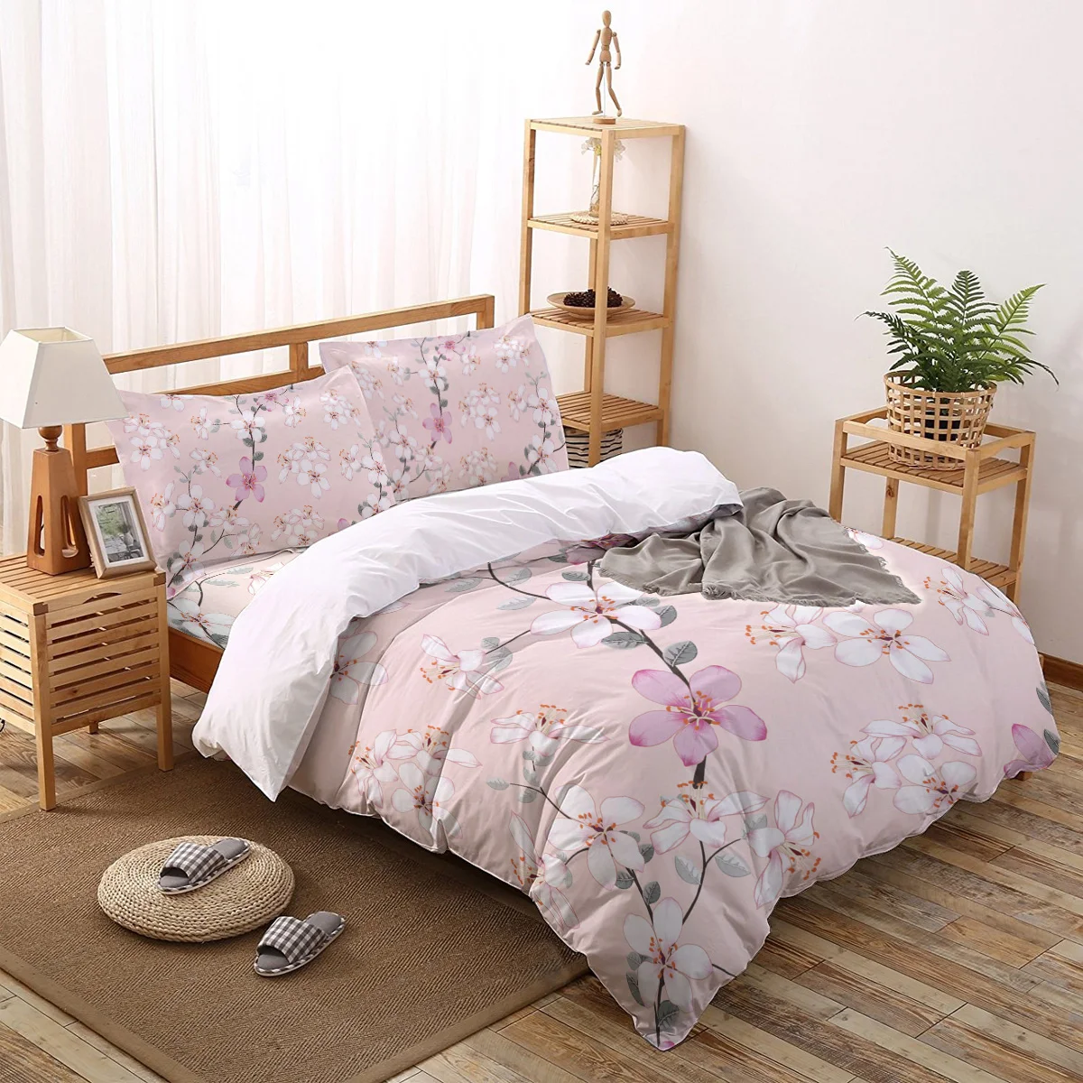 

Pink Flower Peach Blossom In Spring Pattern Bedding Set Sheet Linens Twin Size Duvet Cover Set For Bed Cover Pillowcase For Home