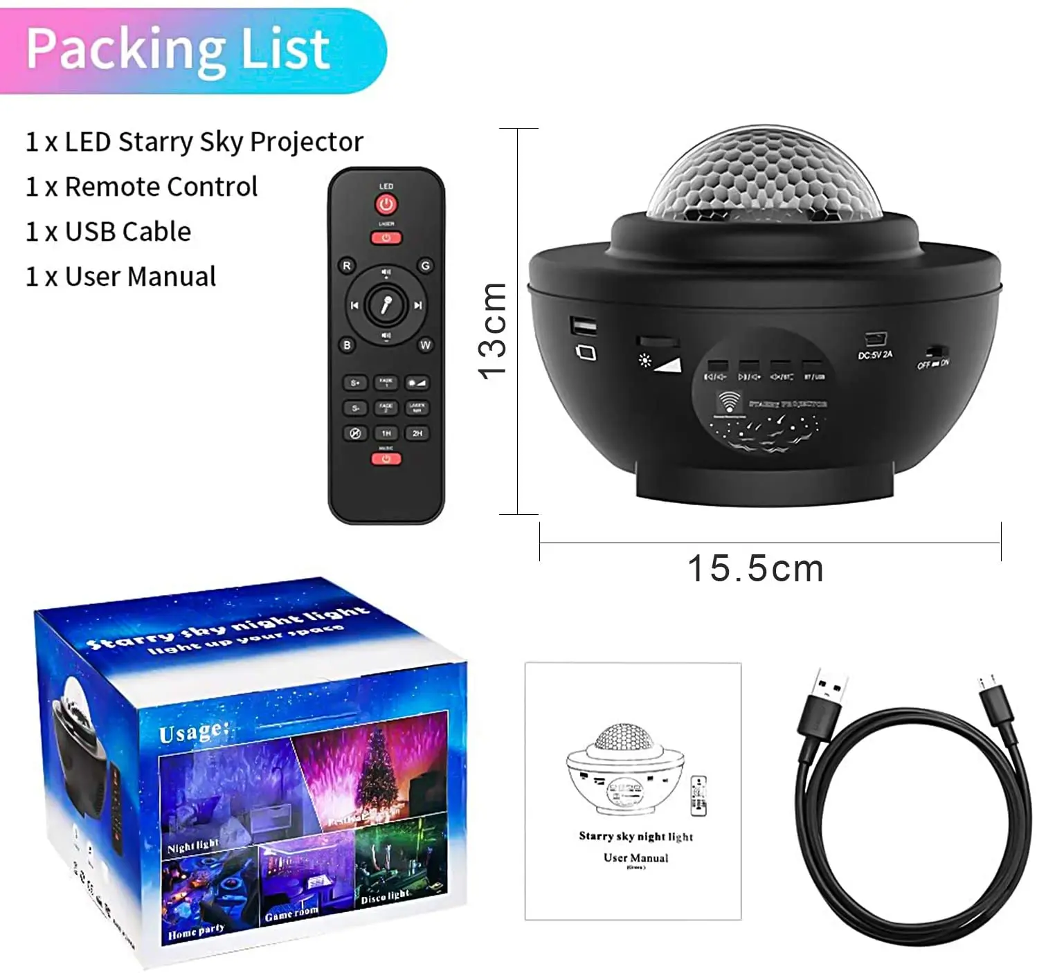 Музыкальный проигрыватель с USB Звездный ночник звездное небо Галактический