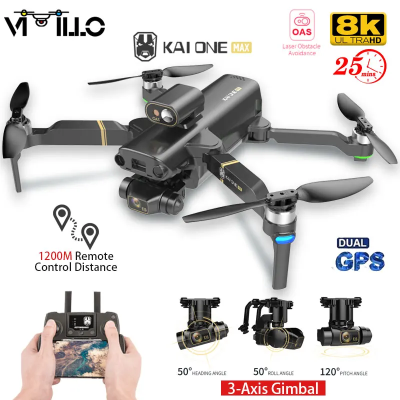 Квадрокоптер KAIONE MAX складной 4K 8K HD Wi Fi FPV|Радиоуправляемые вертолеты| |