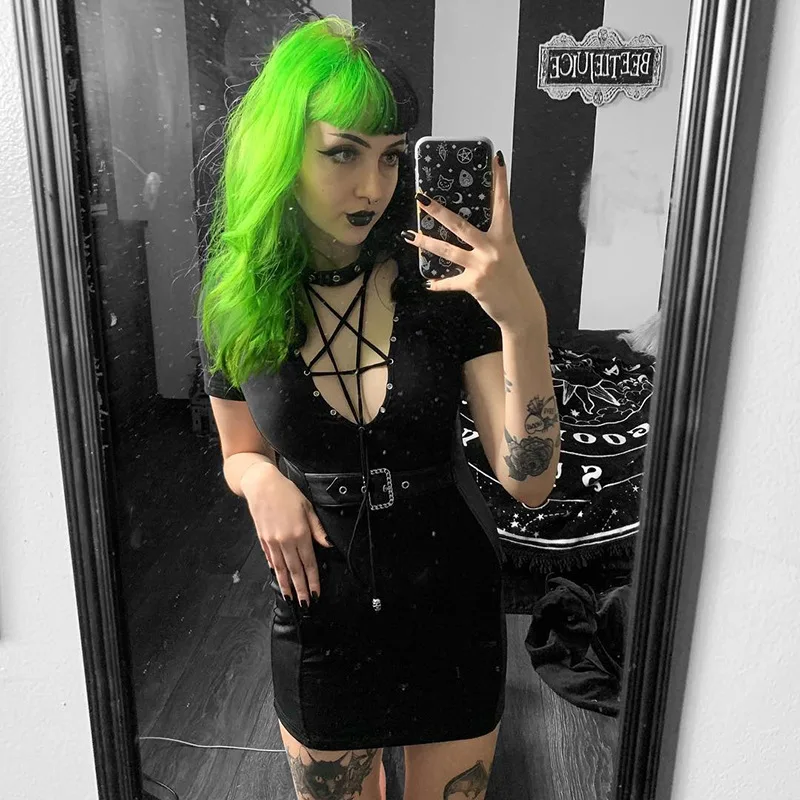 Готический облегающий корсет с коротким рукавом из искусственной кожи в стиле