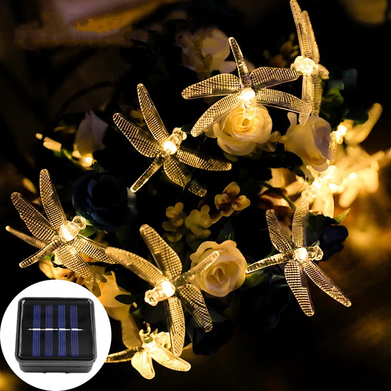 

20/50 LEDS Dragonfly Solar Lamp Power LED String 5M/7M Fairy Lights Solar Street Garland Garden Christmas Decoration for Outdoor