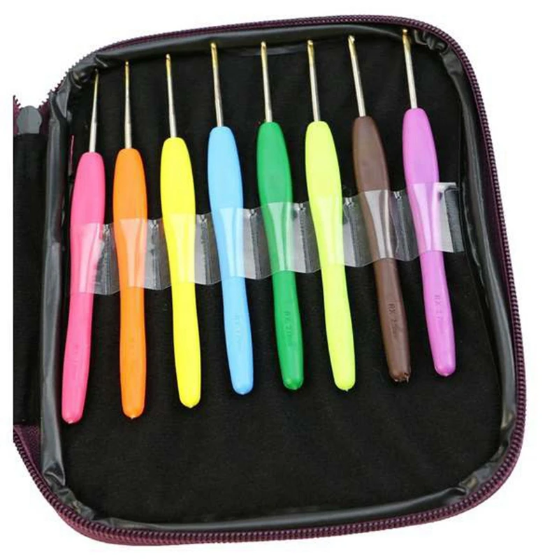 

16Pcs Multi Colour Weaving Tools Crochet Hook Yarn Alu Knitting Needles Set Kit with Box Hand Sewing Tools