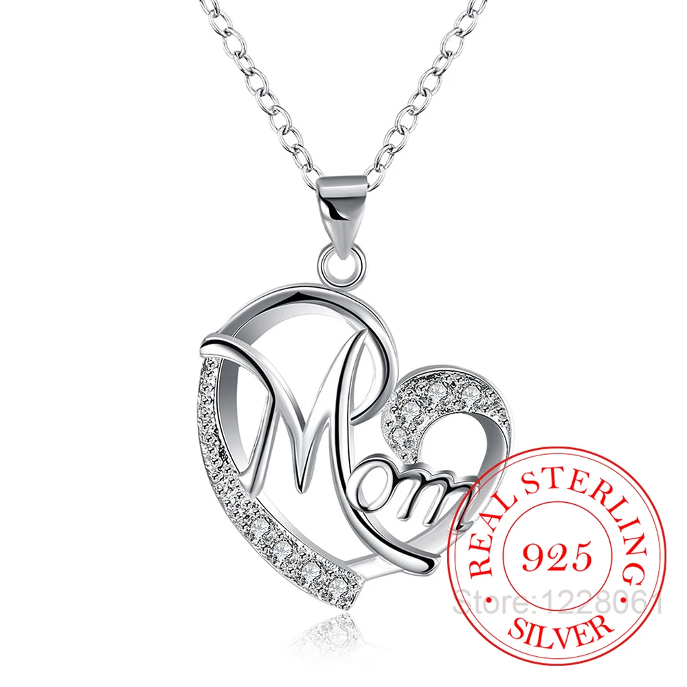 

Ожерелье из серебра 925 пробы с кулоном «мама», «любимая девушка», прекрасная вечеринка, циркониевая Свадебная цепочка в ретро стиле, винтажн...