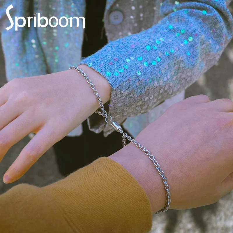 

New Magnet Couple Bracelets for Women Men Stainless Steel Chain Bracelet Lover Charm Jewelry Punk Style Valentine's Day Gifts