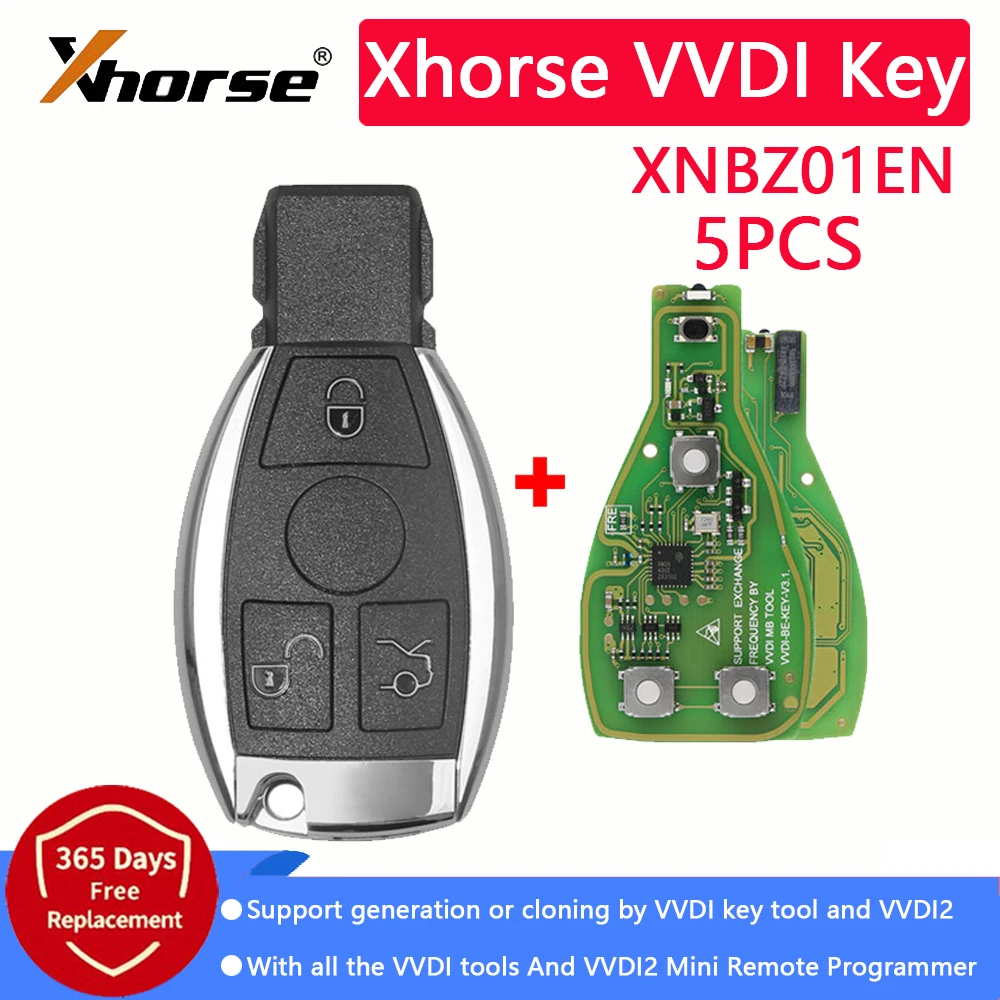 

5 шт./лот Xhorse VVDI BE Key Pro для Benz XNBZ01EN чип для дистанционного ключа улучшенная версия V3.1 можно выбрать умный Корпус Ключа 3 кнопки