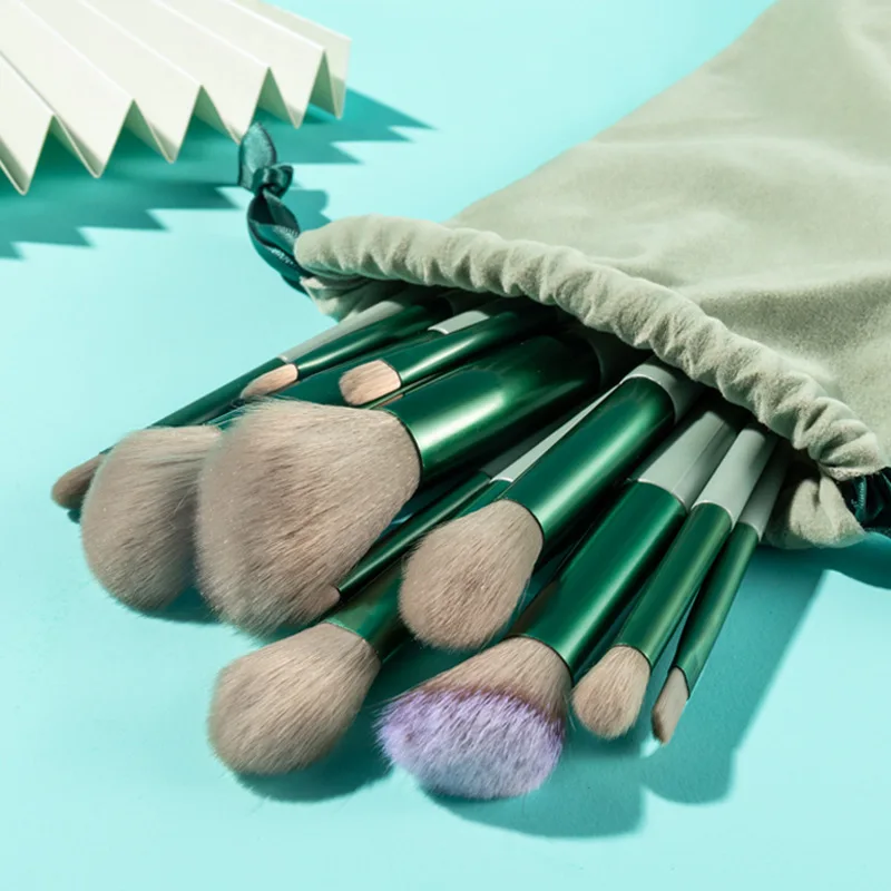 

Makeup Brushes 13PCS Green Handle Makeup Brush Set Face Contour Concealers Foundation Powder Eye Shadows Soft Cosmetic Brush