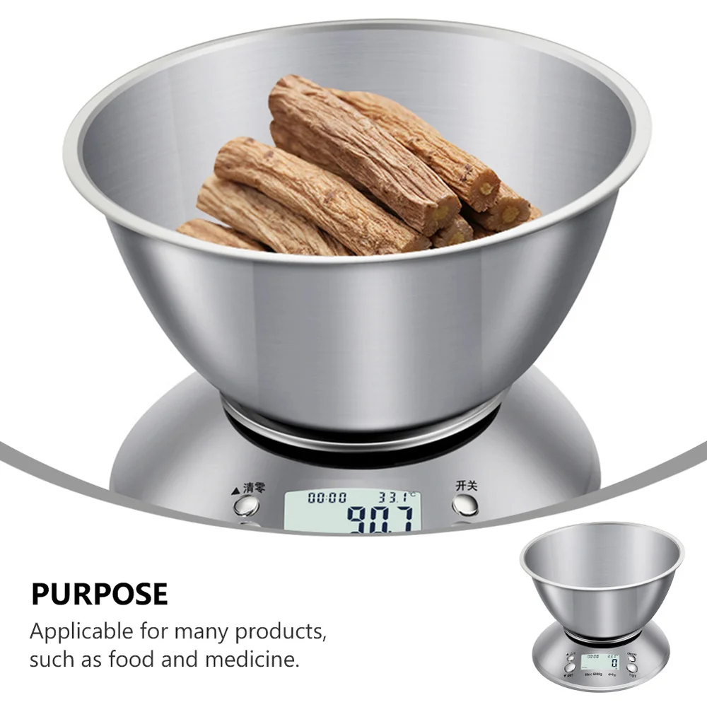 

1pc Stainless Steel Food Scale Digital Kitchen Scale Weight Scale (Battery)