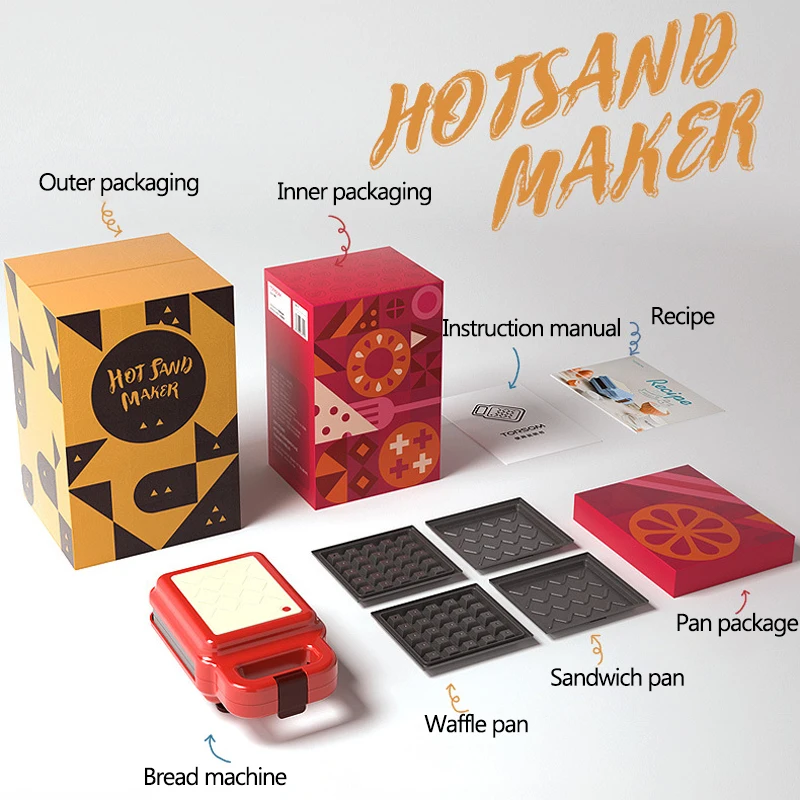 

Sandwich Maker Electric Waffle Maker Breakfast Waffle Machine Multifunction Non-stick Bread Machine takoyaki Pancake 220V 600W