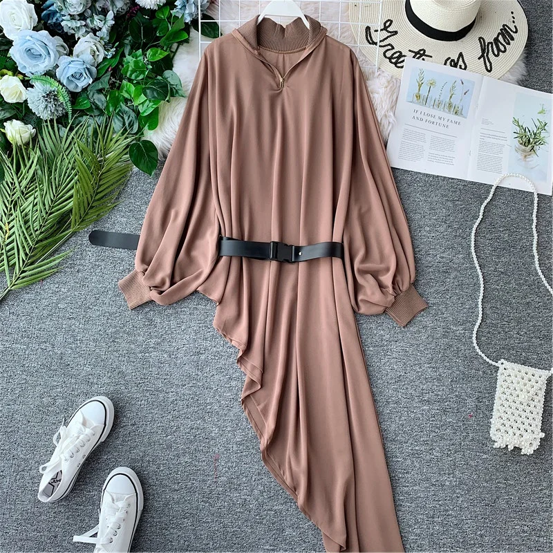 ALPHALMODA 2019 резортная блузка толстовка с асимметричным подолом и длинными рукавами