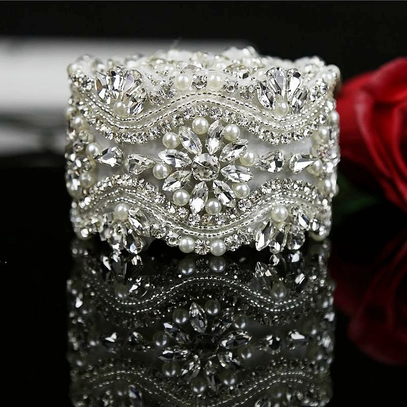 1 ярд повязки на голову Свадебная Стразы с бисером свадебная Хрустальная