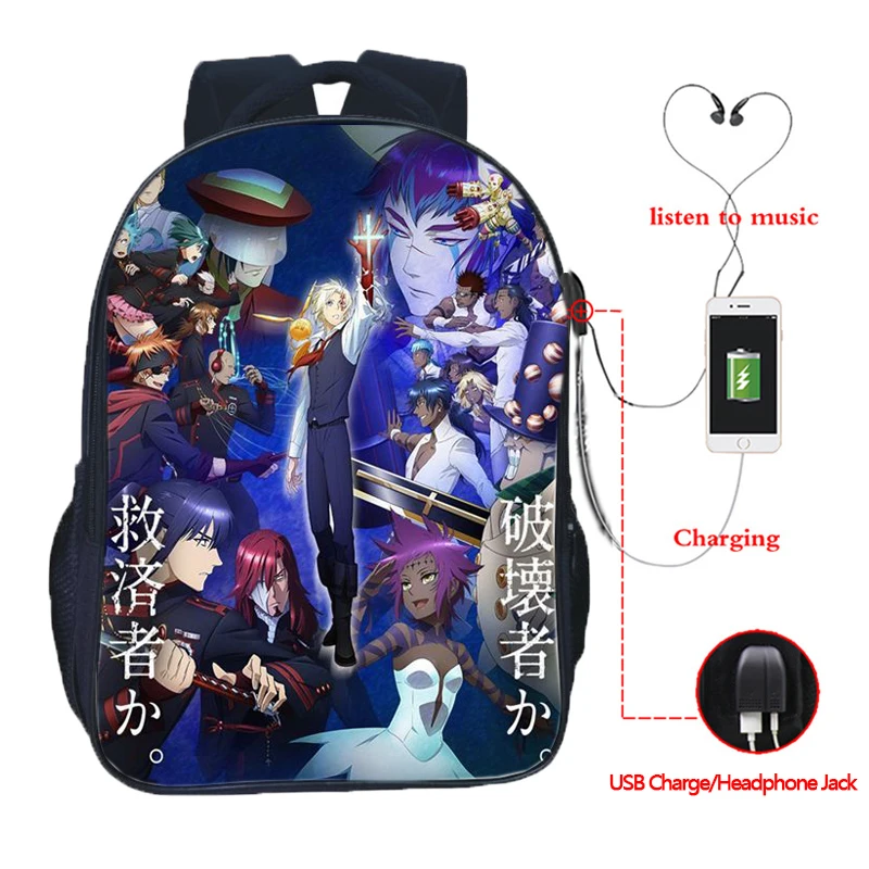 Anime D.Gray-man Backpack For Boys Girls Schoolbag Bookbag USB Design Travel Knapsack Women Men Bag Students Back To School Gift