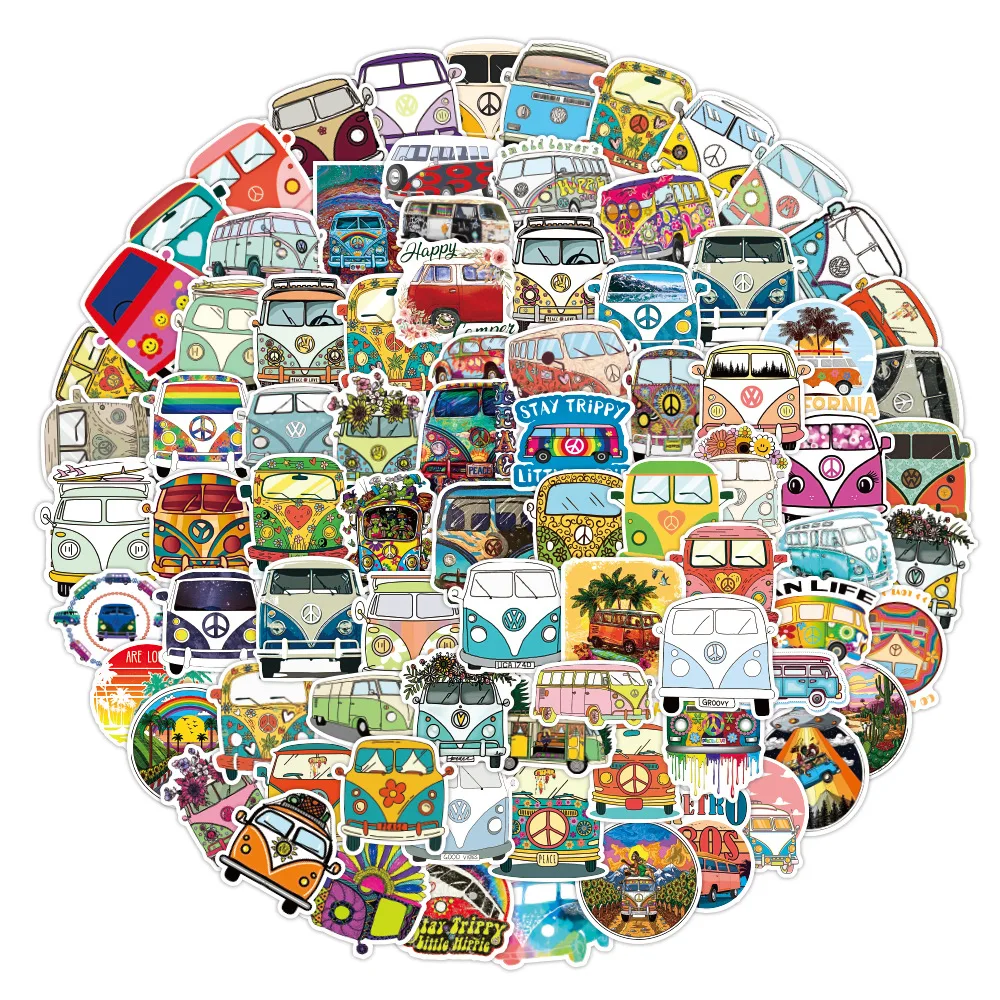 10/50/100 шт Ретро Хиппи наклейки любовь и мир автобус для DIY канцелярские Автомобиль