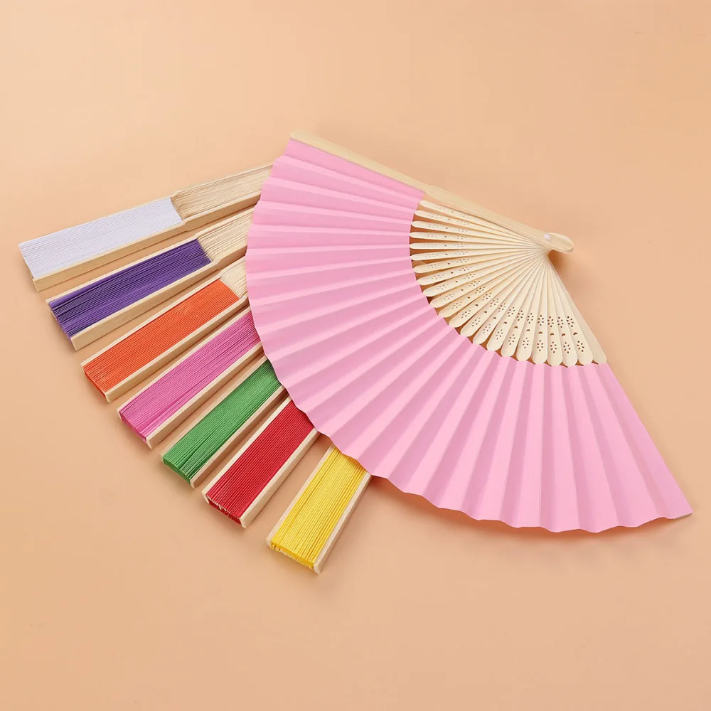 8 шт. складные вентиляторы дерево чистый цвет пустые набор сделай сам дети