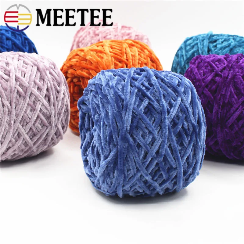 2 рулона Meetee синель шелк Мягкий хлопок шерстяная пряжа для вязания крючком трикотажный свитер пальто шарф DIY ручной вязаный свитер
