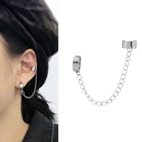 single stainless steel chain men and women ear clip korean pop new trendy metal earrings ornament wholesale