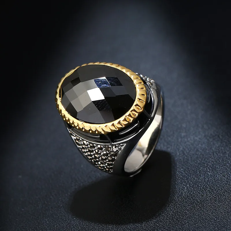 Название: Ретро овальной формы с большим черным камнем кольцо Античные винтажные