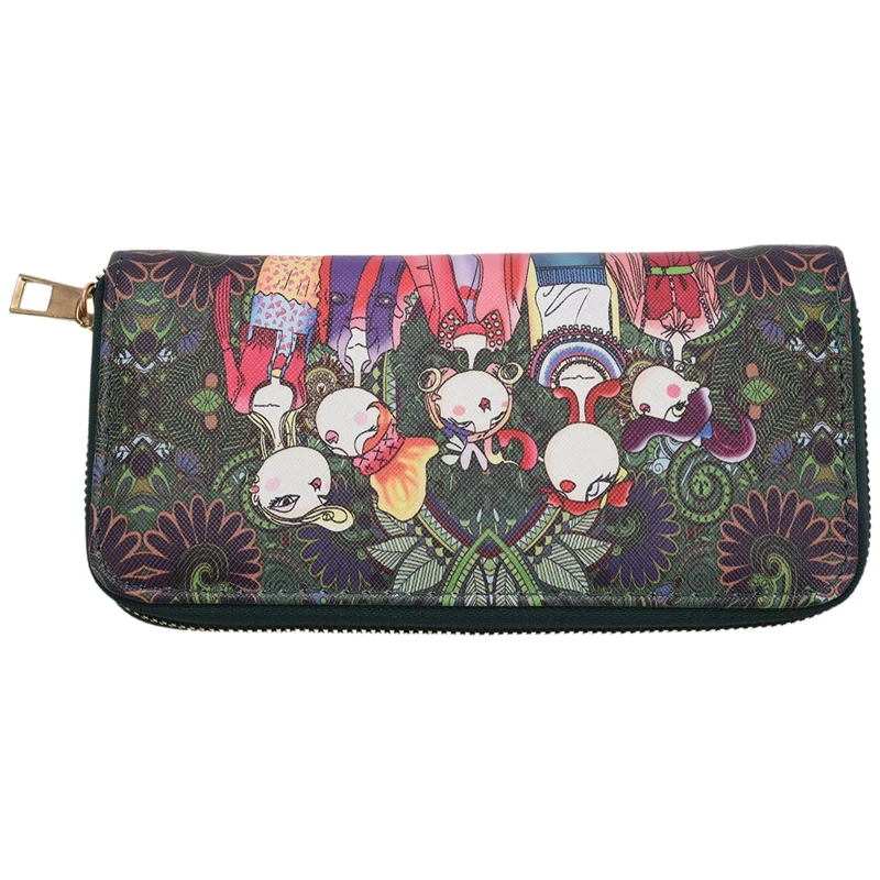 

Women Wallet Zipper Leather Bag Crative Character Printed Wallets Long Clutch Card Holder Purse