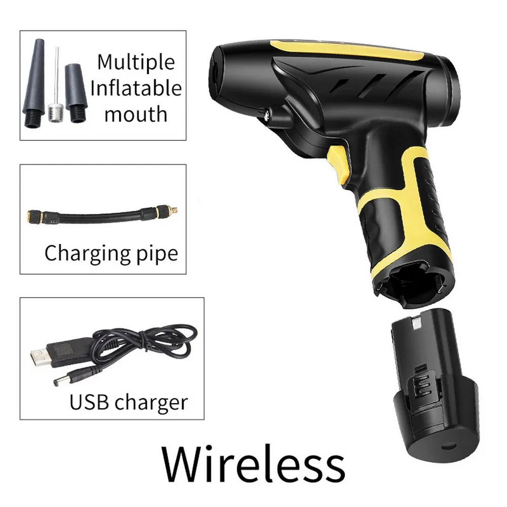 

12V 120W Wireless Car Air Pump USB Rechargeable Portable Tire Inflator Digital Cordless Auto Tyre Air Compressor with LED Light