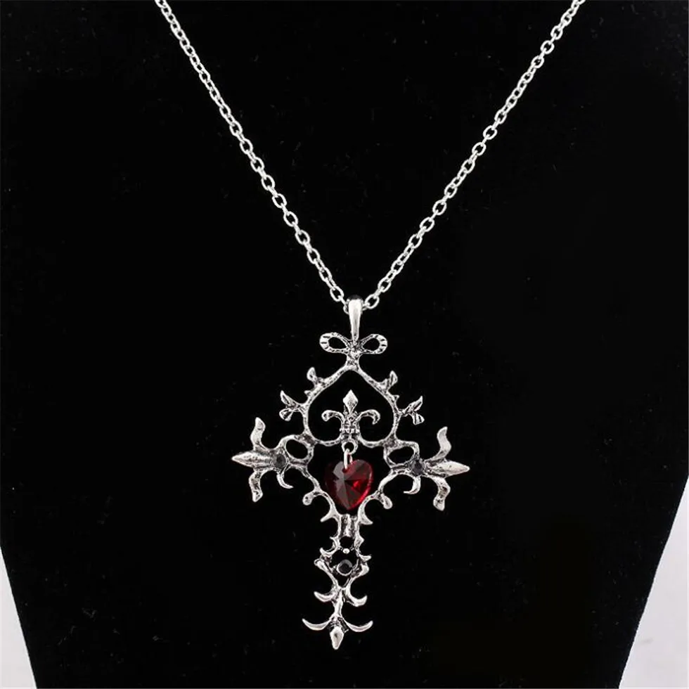 

New Fashion Retro Punk Gothic Hip Hop Cross Vampire Diaries Creative Love Men's Necklace Halloween Special Gift