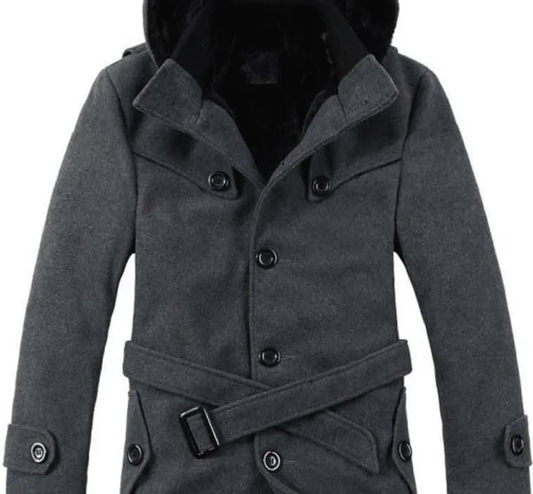 Качественные зимние шерстяные теплые пальто приталенные куртки на пуговицах